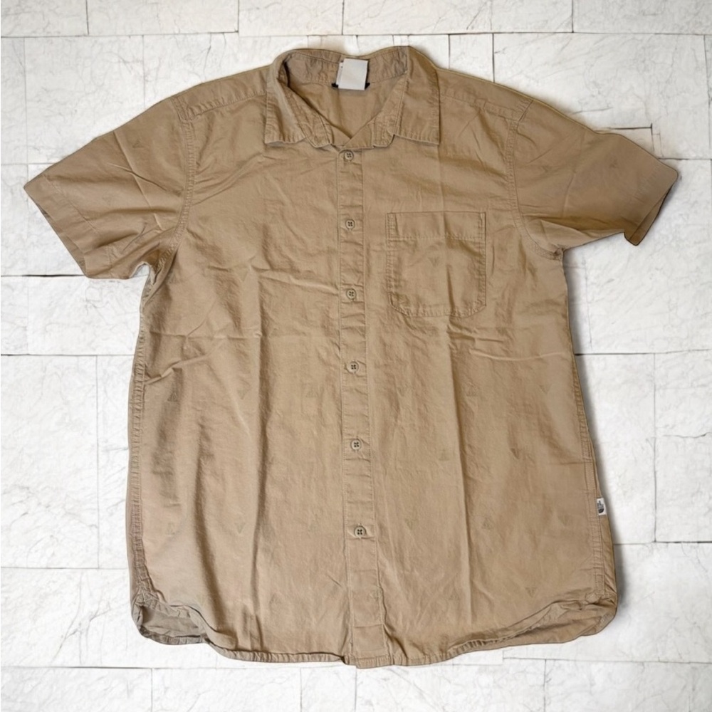 THE NORTHFACE Short Sleeve Button Down Shirt Men's Size Medium Beige Outdoor
